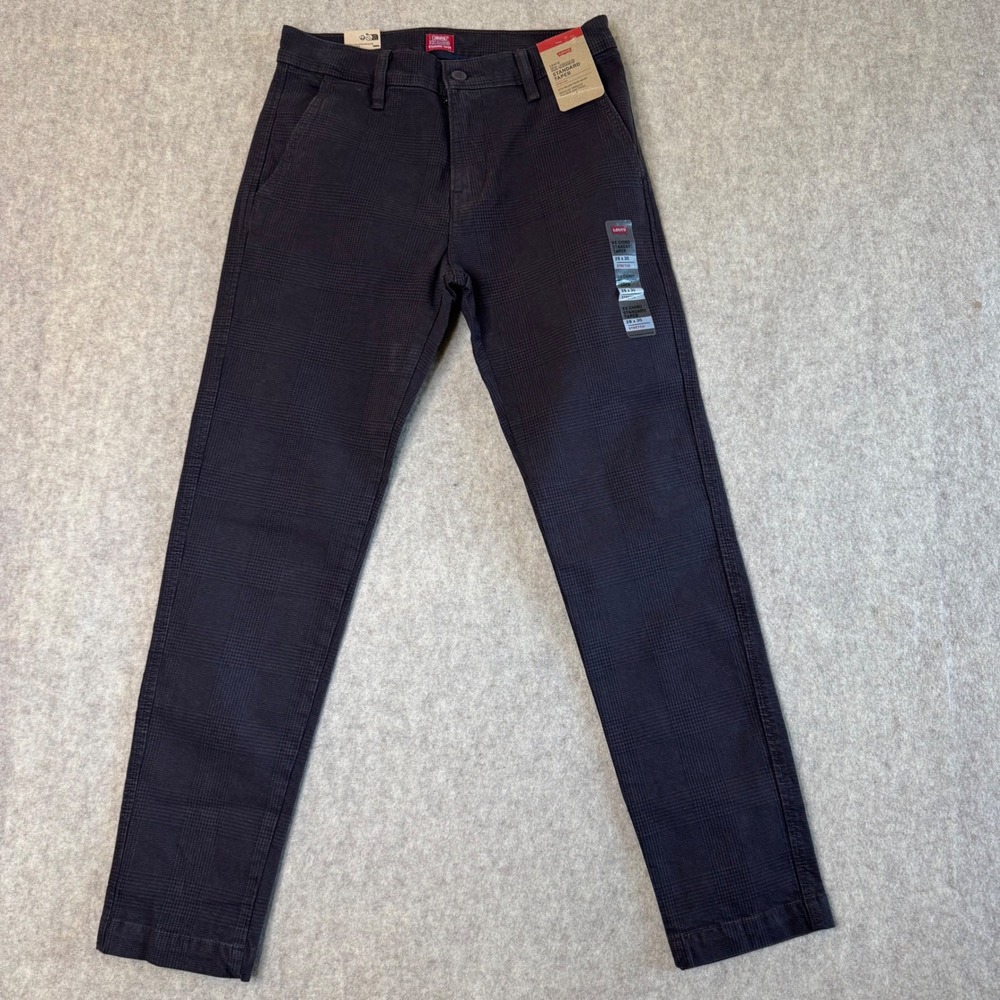 NWT Levis XX Chino Standard Taper Pants Mens 28x30 Gray Plaid Stretch